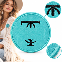 Patch brodé turquoise en gros, symbole mystique, cercle bohème, thermocollant ou à coudre, applique artisanale, décoration DIY, patchs de créateur