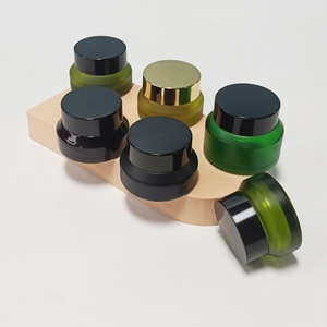 15ml 30ml 100ml Frosted Dark Green Slant Shoulder Glass Lotion Pump Bottles and Cream Jars for Body <b>Scrub</b> Cosmetics Packaging - Product Image 3