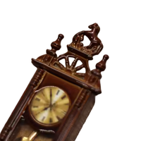 Jam dinding kakek, miniatur rumah boneka, kayu, aksesori rumah, jam dinding Vintage, jam kakek skala 1:12 logam