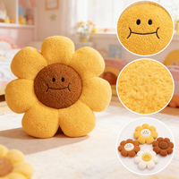 Coussin de siège en peluche personnalisé motif fleur mignonne, oreiller tournesol visage souriant sur mesure pour la décoration de canapé et de chaise