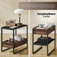 Tables de chevet en noyer avec station de charge, tables d'appoint, petites tables de chevet pour chambre à coucher