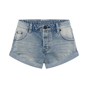 Regular Fit Casual Denim <b>Shorts</b> Ending Contoured Cut <b>for</b> Flattering Shape Streamlined Contemporary Washed Warm Season Style - Product Image 1