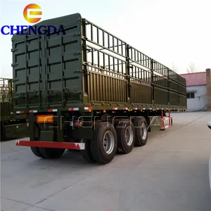 Factory Sale 3 Axle 60 Tons Fence Type Transport Cattle Livestock Stake Semi Trailer
