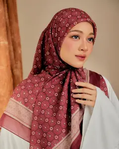 Tùy Chỉnh In Bông Voile Bông Voile Hijab Hoa Khăn In Bông Voile Vuông Khăn Người Phụ Nữ Lạc Đà In Rayonscarf