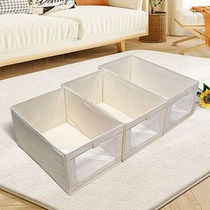 Non-woven Fabric Visible Window Zipper Bottom <b>Foldable</b> Portable Japanese Style Clothing Storage <b>Box</b> No Installation Required - Product Image 3