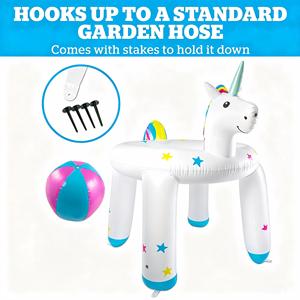 MAKE WAVES 6FT PVC Inflatable Unicorn <b>Ring</b> Sprinkler <b>Kids</b> Water Splash Game Outdoor Summer Fun Toy - Product Image 3