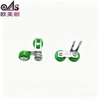 Roulettes de porte coulissante en nylon vert zingué, roulettes supérieures en nylon, décalage à droite 9,5 mm, roulettes de placard