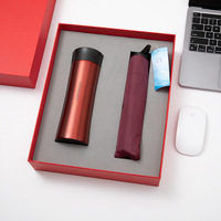 Set de Regalo Empresarial de Lujo con Termo, Paraguas y Libreta, Caja de Regalo Corporativa de 3 Piezas con Logotipo Personalizado para Clientes y Empleados