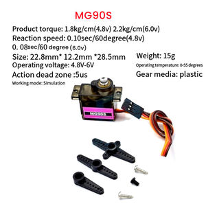 เซอร์โวมอเตอร์ SG90 9 กรัม สำหรับเฮลิคอปเตอร์ 450  แบบมีล้อเลื่อน MG90S เซอร์โวมอเตอร์ 180 และ 360 องศา อุปกรณ์อิเล็กทรอนิกส์ - Product Image 4