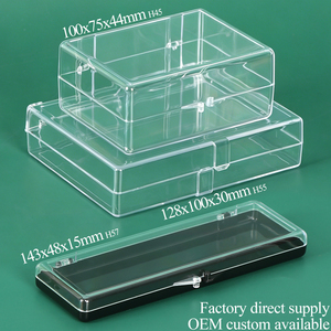 SUNSHING Factory Black Bottom Rigid Plastic Hinged Boxes Acrylic <b>Display</b> <b>Case</b> for Favors Samples Specimens and Mineral Storage - Product Image 3