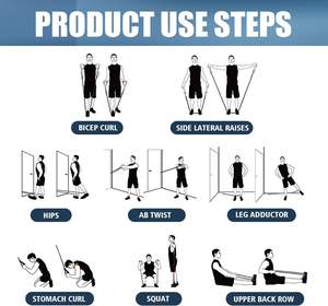 Tubes de résistance pour le fitness à 5 niveaux de couleur personnalisée pour hommes et femmes, avec poignées, sangles de <span class=keywords><strong>cheville</strong></span> et ancrage de porte. - Product Image 4