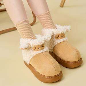 Bottes de neige, vêtements d'extérieur d'hiver avec doublure polaire épaisse et pantoufles en coton chaud, antidérapantes pour la maison, tout inclus, montantes - Product Image 3