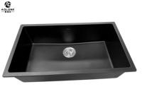 ADLONE 75*45CM 80% Quartz & 20% Résine Évier simple de haute qualité résistant aux rayures à poser sur le comptoir Noir pour salle de bain et cuisine