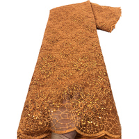 Tissu en dentelle africaine brodée avec des perles scintillantes, élastique, 100% polyester, pour robes de femmes