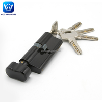 Cilindro de Cerradura de Alta Seguridad WED de 70 mm, de Latón Sólido, para Puerta de Una Hoja, Color Negro, con 5 Llaves