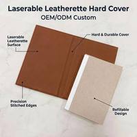 Carnet A5 en similicuir laserable, couverture rigide, vierge, réutilisable, en cuir PU, idéal pour cadeaux d'entreprise