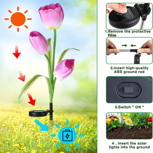 Lámpara Solar LED de Pie con 3 Cabezas, Tipo Tulipán, con Clasificación IP65, de Plástico ABS Recargable, <span class=keywords><strong>para</strong></span> Jardín, Exteriores y Hoteles - Product Image 6