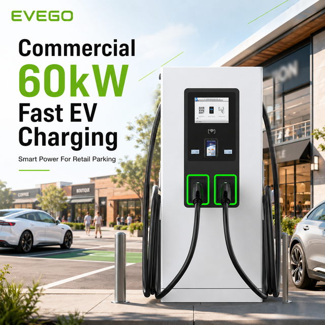 EVEGO High Power 60kW OCPP Smart Management DC EV Fast China BYD Charging Station CCS2 Double Guns IP55 Protection Car Charger