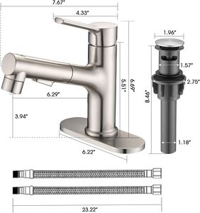 <span class=keywords><strong>Robinet</strong></span> <span class=keywords><strong>de</strong></span> lavabo <span class=keywords><strong>de</strong></span> salle <span class=keywords><strong>de</strong></span> bain avec douchette extractible, <span class=keywords><strong>robinet</strong></span> <span class=keywords><strong>de</strong></span> lavabo moderne à poignée unique en nickel brossé - Product Image 6