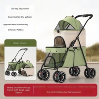 Poussette pour animaux de compagnie à double couche détachable - Légère, pliable, transporteur de voyage portable à 2 niveaux pour chats et chiens