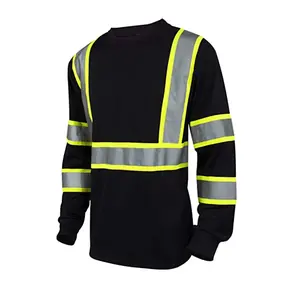 100% Polyester dài tay áo t Áo sơ mi Hi VIS phản quang an toàn Áo thun cho nhiệm vụ giao thông xây dựng đường bộ