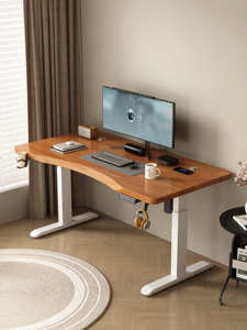 Massief Houten Top Elektrische Staande Bureau Enkele Motor Ergonomische Hoogte Verstelbaar Stalen Frame Omgekeerd Twee-Sectie Voor Thuiskantoor - Product Image 5