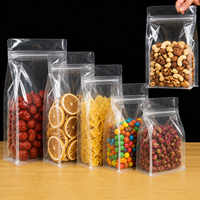 Sacs d'emballage en plastique transparent mats à huit côtés avec poignée, fond plat, pour aliments et noix, avec fermeture éclair - En stock