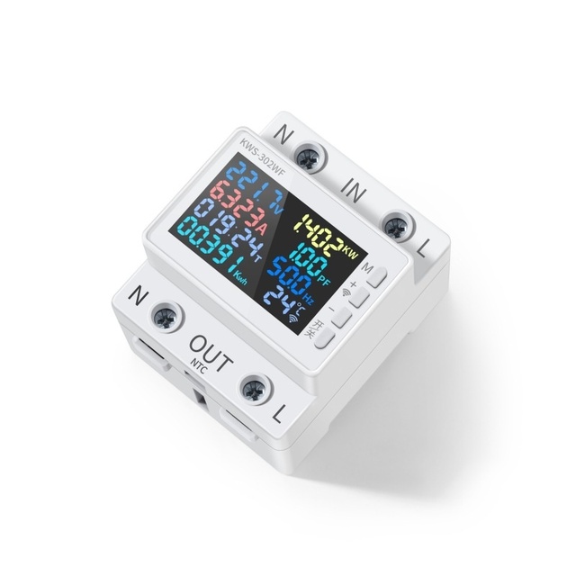 Kewei AC Digital Display Multifunction Rail-Mounted Voltage Meter 170-300V/63A Power-Off Protection