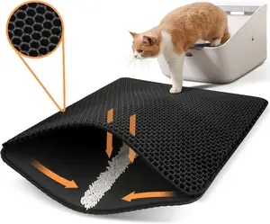 Tappetino per lettiera per gatti Eva a doppio strato antiscivolo impermeabile facile da pulire con Design a nido d'ape personalizzato