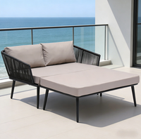 Canapé-lit d'extérieur pour jardin, chaise longue double avec dossier, structure en acier inoxydable, design moderne, résistant aux intempéries, pour hôtel