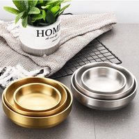 Vente en gros de haute qualité style coréen double paroi en acier inoxydable 304 couleur or métal stockage riz soupe bol Kimchi