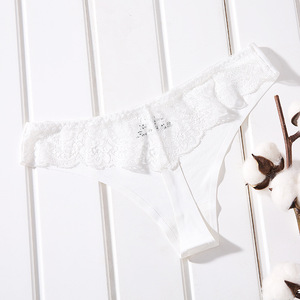 Women <b>Seamless</b> <b>Thong</b> Panties White Plus Size Low Rise Sexy T-back Underwear Elegant Ice Silk Ladies Underpants OEM ODM - Product Image 4