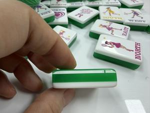 Green Mahjong Tiles Set Eco-Friendly Acrylic Classic 4-Player Mahjong Game with White Game Pieces for Table <b>Entertainment</b> - Product Image 6