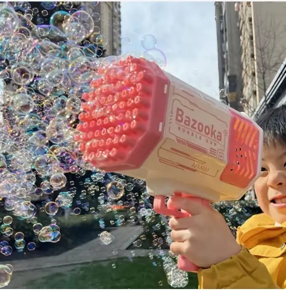 0-6 Jahre Baby Tiktok Hot Sale Sommer Outdoor Glowing Bubble Kinderspiel zeug Pistole Automatische Rakete Bubble Guns Spielzeug