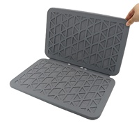Tapis de séchage de vaisselle pliable Feepop en fibre de pulpe de diatomite écologique 60x39cm, motif vague, antidérapant, séchage rapide, pour cuisine