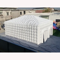 Portable grande tente de fête maison carré lumière LED Disco Bar blanc PVC gonflable Cube tente gonflable discothèque chapiteau