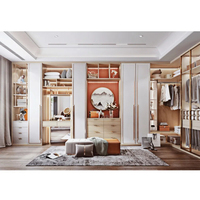 Armoire intégrée moderne de luxe pour chambre à coucher, avec coiffeuse intégrée, miroir LED, meubles en bois massif pour hôtel et appartement
