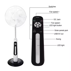 Solar Pedestal Floor Stand <b>Fan</b> 9 High-speed Battery Operated <b>Remote</b> <b>Control</b> Outdoor Household Rechargeable Standing Kl-1936a - Product Image 3