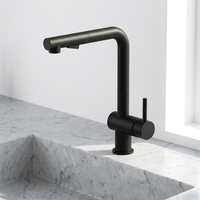 Robinet de cuisine avec douchette extractible, double fonction, monocommande, haut arc, finition chromée, mitigeur pour évier domestique