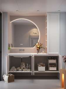 Wall-Mounted <strong>Bathroom</strong> Vanity Cabinet with Ceramic Basin Smart Mirror &amp; Modern Sink Combo for Sleek Hotel Use <strong>Bathroom</strong> <strong>Design</strong> - Product Image 5
