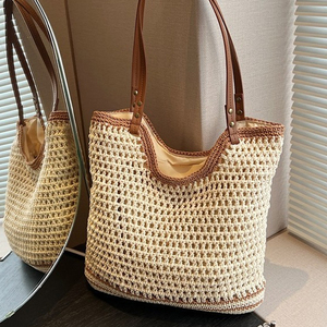 OEM Natural Shopping Straw <b>Tote</b> Bag Women Woven Handbag Summer Beach Bag Lightweight Durable Casual Use - Product Image 5