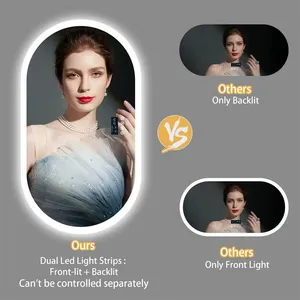 Precio de fábrica Espejo de baño grande Oval LED Espejo de tocador Montado en la pared con Bluetooth - Product Image 4