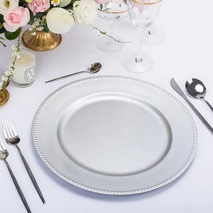 Assiettes de fête rondes en plastique de 13 pouces, décoratives, dorées, argentées, de différentes couleurs, pour la décoration de la maison, des mariages et des fêtes - Product Image 6