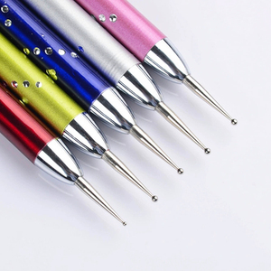 Lot de 5 stylos à double pointe en métal pour nail art, outil de décoration pour manucure et salon, idéal pour le dessin de fleurs et la peinture par points - Product Image 3