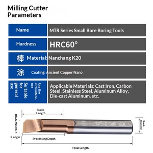 Cortador de Ranuras Internas de Diámetro Pequeño MTR, 60 Grados, Acero de Tungsteno, Microaleación, Herramienta CNC con Recubrimiento - Product Image 3