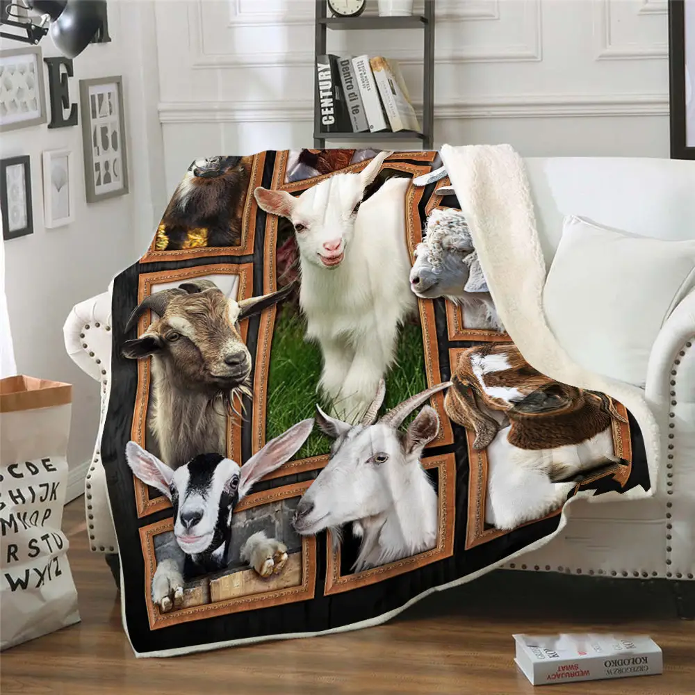 Animal Sheep 3D Printed Custom Lambswool Travel Blanket King Size Sherpa Fleece Blankets