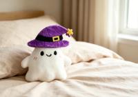 Peluche fantôme OEM ODM, jouet en peluche doux et mignon avec chapeau de sorcier pour Halloween, idéal pour les cadeaux d'enfants et les fêtes, personnalisable