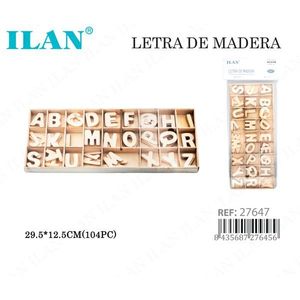 Lettere in legno ILAN in scatola 29,5x12,5 cm 104 pezzi per artigianato e decorazioni - Product Image 3