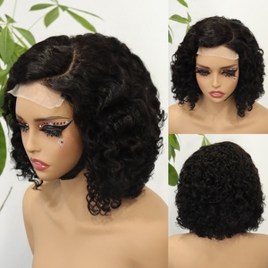 Parrucca Bob con Parte Laterale in Capelli Umani Grezzi Vietnamiti, Densità 250, Chiusura 4x4, Colore Rosso Vino 99J, <span class=keywords><strong>Ricci</strong></span> ad Acqua per Donne - Product Image 4