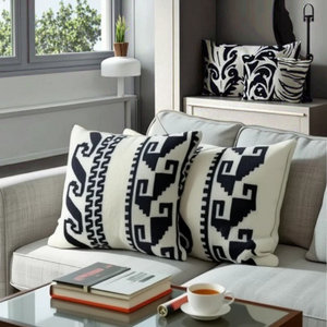 Black <b>White</b> Cloud Pattern Jacquard Lamb Wool Pillow New Chinese Style Square <b>Sofa</b> Cushion <b>Cover</b> High Washable Home Woven - Product Image 2